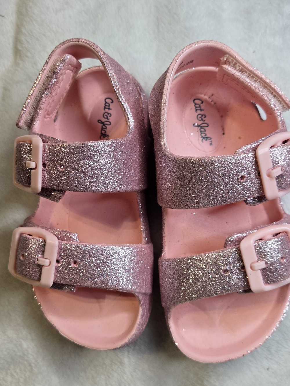 Cat & Jack Pink Glitter Buckle Sandals  6c